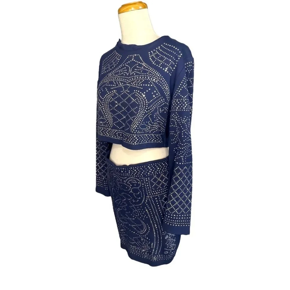 Mea Meor 2 Piece Studded Skirt Set Blue Size M EUC - Picture 4 of 13